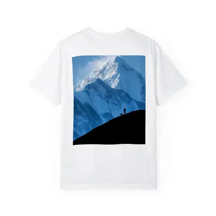 Hiker Silhouette Snow Mountain Blue Sky
