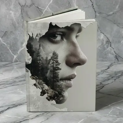 Woman Face Double Exposure Forest Mountains