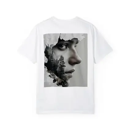 Woman Face Double Exposure Forest Mountains