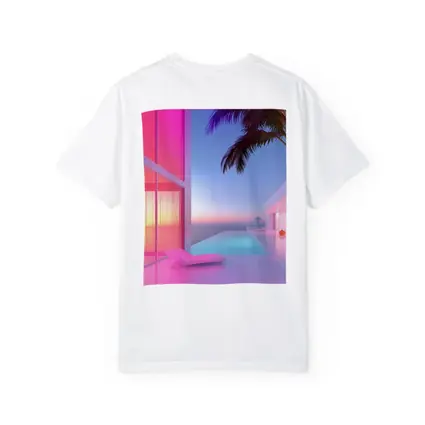 Pink Neon Infinity Pool Sunset Architecture