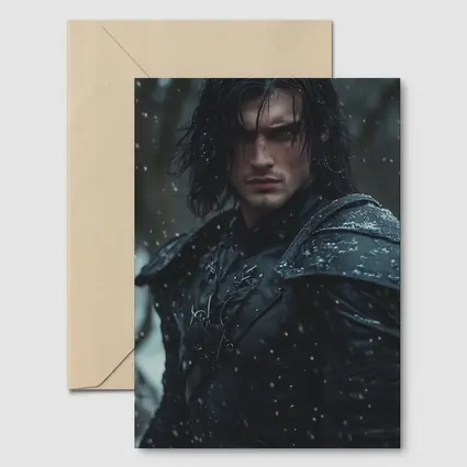 Dark Warrior Man Snow Fantasy Portrait