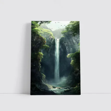 Tall Waterfall Cliff Fantasy Forest Art