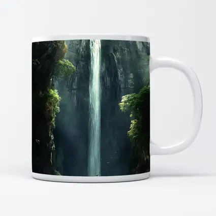Tall Waterfall Cliff Fantasy Forest Art