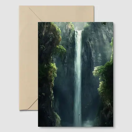 Tall Waterfall Cliff Fantasy Forest Art