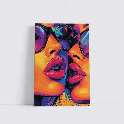 Two Women Pop Art Bold Colorful Faces