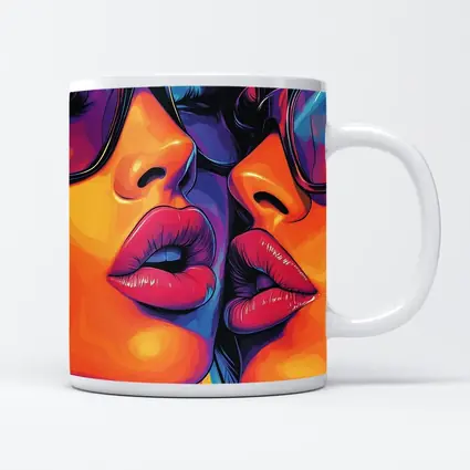 Two Women Pop Art Bold Colorful Faces