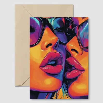 Two Women Pop Art Bold Colorful Faces