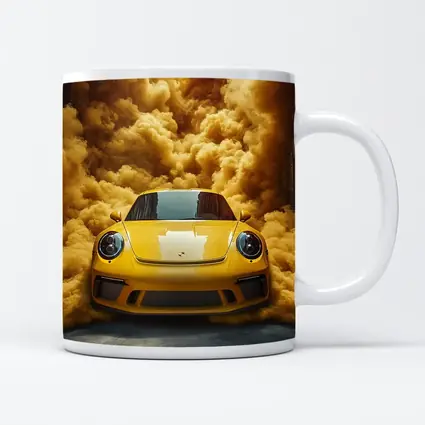 Yellow Porsche 911 Golden Smoke Cloud