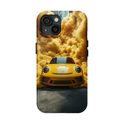 Yellow Porsche 911 Golden Smoke Cloud