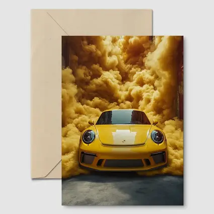 Yellow Porsche 911 Golden Smoke Cloud