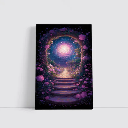 Fantasy Rose Garden Arch Glowing Galaxy