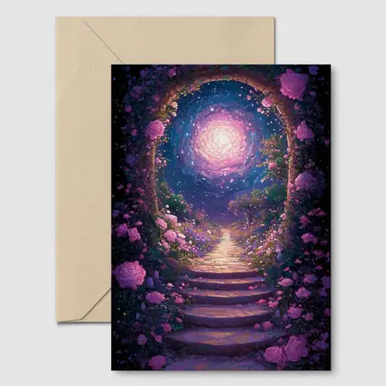 Fantasy Rose Garden Arch Glowing Galaxy
