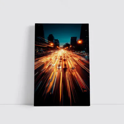 City Highway Light Trails Night Long Exposure