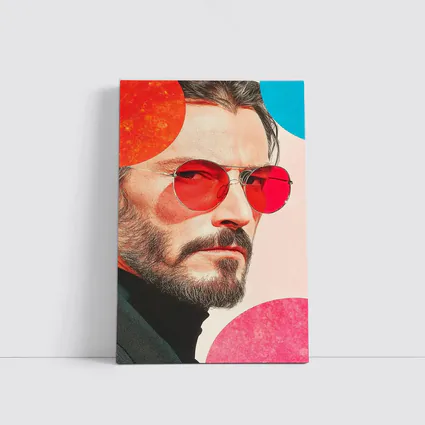 Bearded Man Red Sunglasses Pop Art Portrait