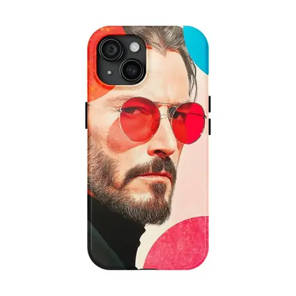 Bearded Man Red Sunglasses Pop Art Portrait