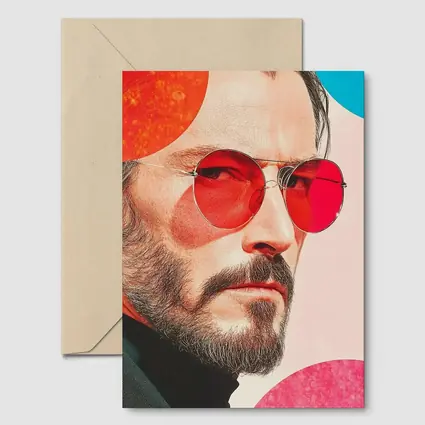 Bearded Man Red Sunglasses Pop Art Portrait