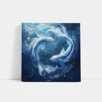 Pisces Koi Fish Glowing Blue Cosmic Water