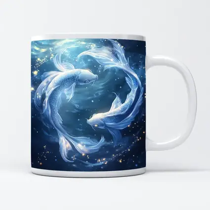 Pisces Koi Fish Glowing Blue Cosmic Water