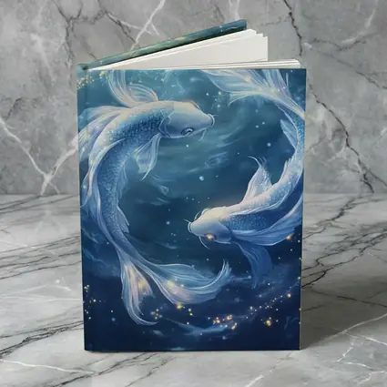 Pisces Koi Fish Glowing Blue Cosmic Water