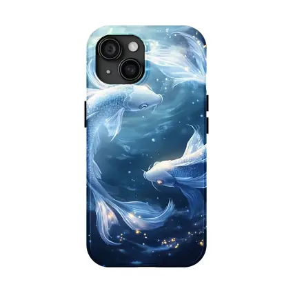 Pisces Koi Fish Glowing Blue Cosmic Water