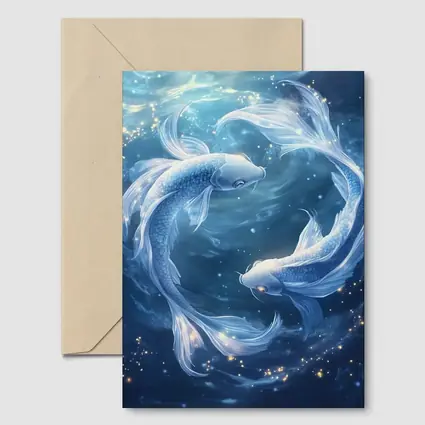 Pisces Koi Fish Glowing Blue Cosmic Water