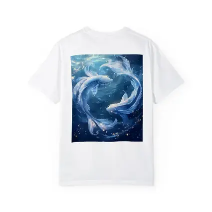Pisces Koi Fish Glowing Blue Cosmic Water
