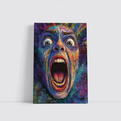 Screaming Face Colorful Expressionist Horror Art