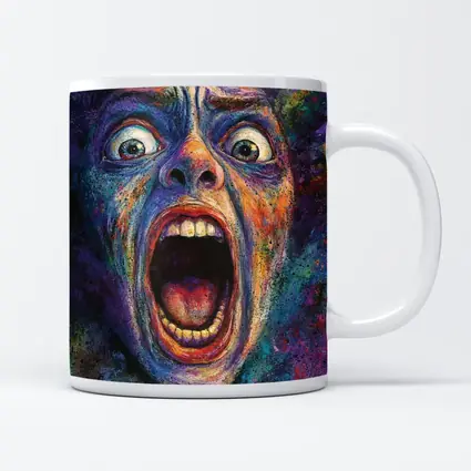 Screaming Face Colorful Expressionist Horror Art
