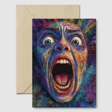 Screaming Face Colorful Expressionist Horror Art