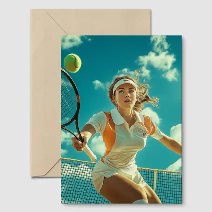 Tennis Player Woman Sky Blue Background