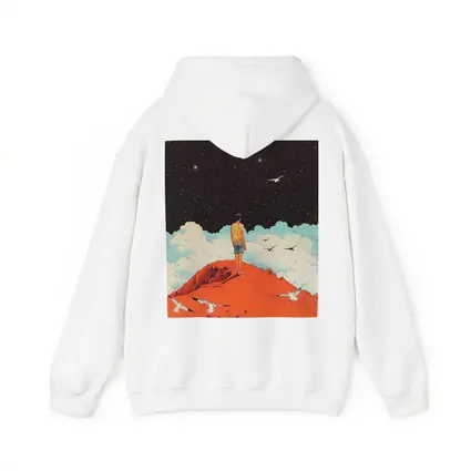 Boy Standing On Red Hill Starry Night
