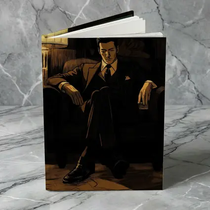 Suited Man Relaxing in Dark Noir Room