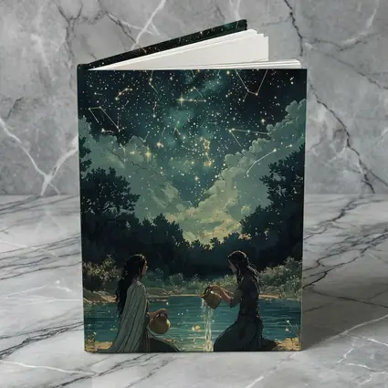 Aquarius Zodiac Women Pouring Water Night Sky