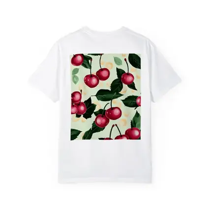 Red Cherry Pattern With Green Leaves