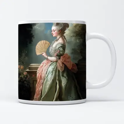 Rococo Noblewoman With Fan Garden Portrait