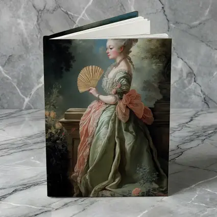 Rococo Noblewoman With Fan Garden Portrait