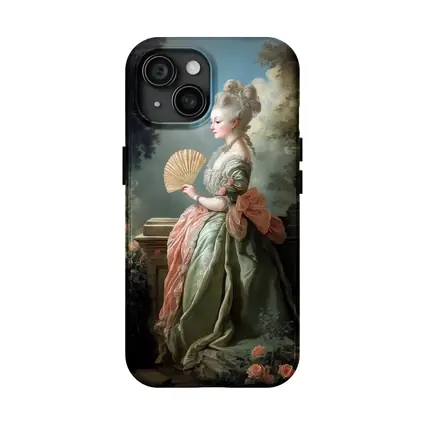 Rococo Noblewoman With Fan Garden Portrait