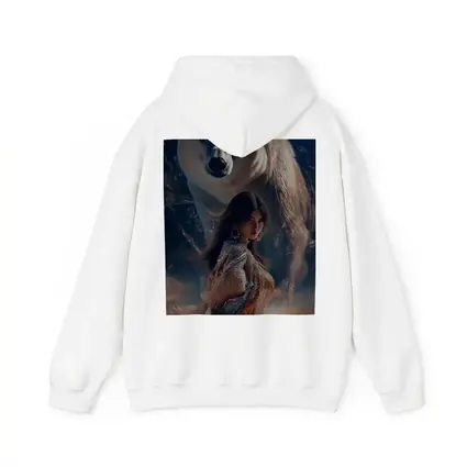 Woman and Polar Bear Mystical Night Art