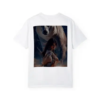 Woman and Polar Bear Mystical Night Art