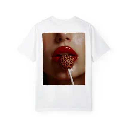 Red Lips Leopard Print Lollipop Close Up