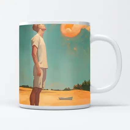 Young Man Looking Up Summer Sky Painting