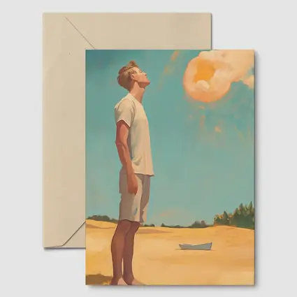 Young Man Looking Up Summer Sky Painting