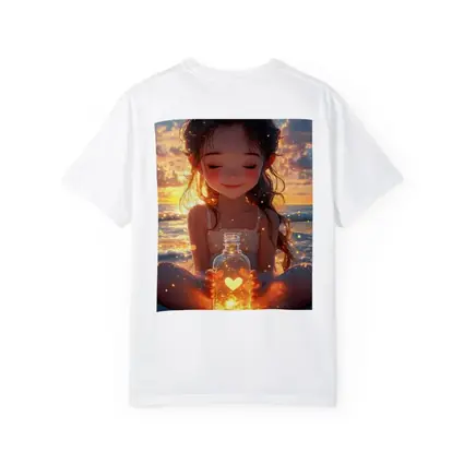 Anime Girl Glowing Heart Jar Beach Sunset