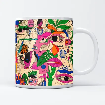 Surreal Psychedelic Faces Plants Abstract Pop Art