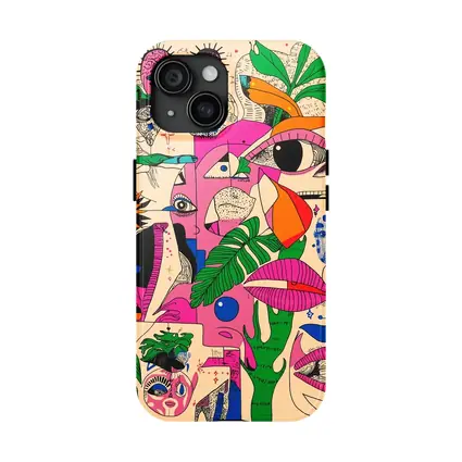 Surreal Psychedelic Faces Plants Abstract Pop Art