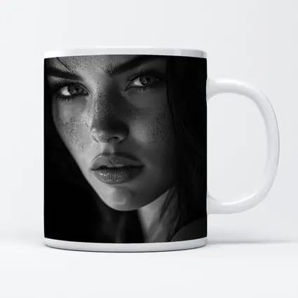 Black and White Woman Portrait with Freckles