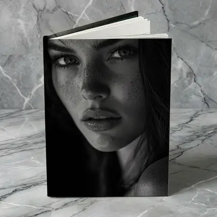 Black and White Woman Portrait with Freckles