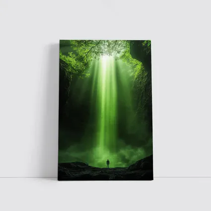 Lone Figure Green Light Forest Canyon