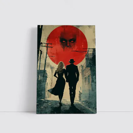 Dark Noir Couple Red Moon Horror
