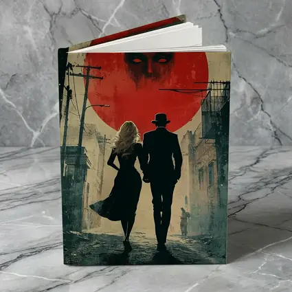 Dark Noir Couple Red Moon Horror